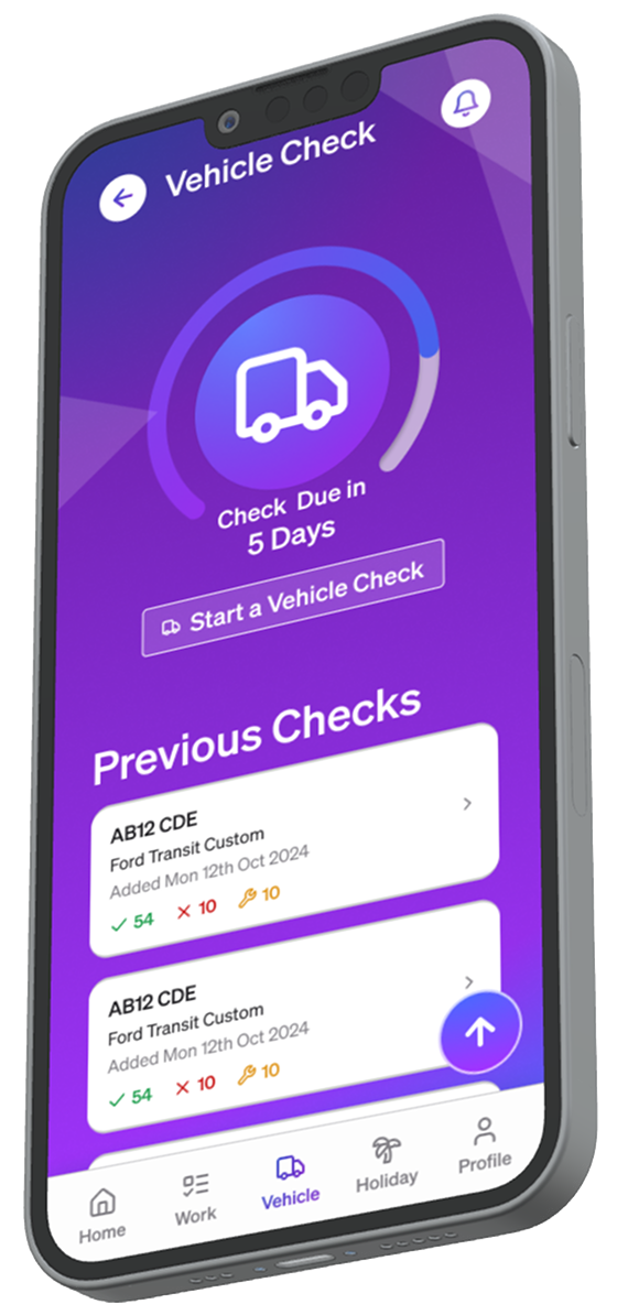Screenshot of Teamleaf App Vehicle Inspections Page